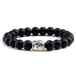 Men Buddha Natural Stone Bead BraceletsBraceletMatte Black