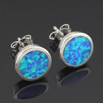 Blue Fire Opal Silver EarringsEarrings