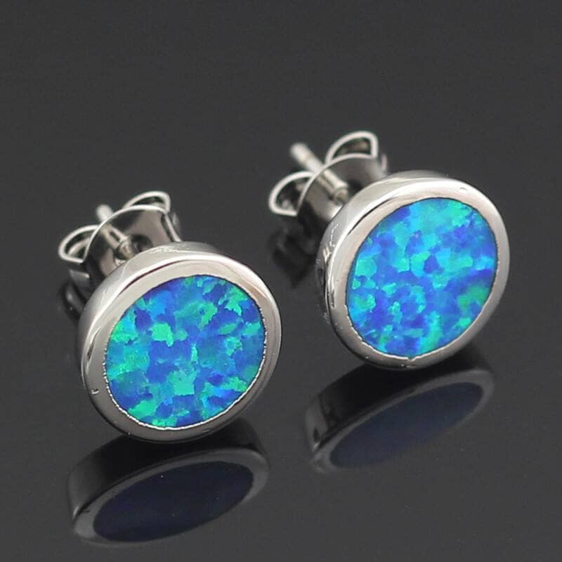 Blue Fire Opal Silver EarringsEarrings