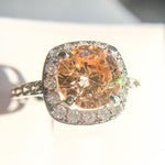 Champagne Morganite White CZ Ring - 925 Sterling SilverRing