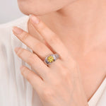 Owl Charm Citrine Ring - 925 Sterling Silver