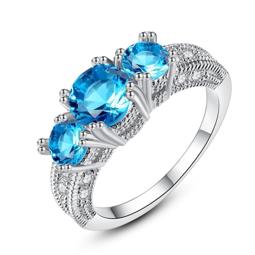 Ocean Aquamarine Silver Plated RingRing12