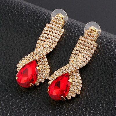 Cute Round Pendientes Stone Crystal Dangle EarringsEarringsRed