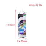 Natural Aura Stone Crystal Point Healing Obelisk Black and White Zebra Quartz WandWand