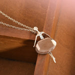 Ballerina Crystal Pendant Long Sweater Chain NecklaceNecklace