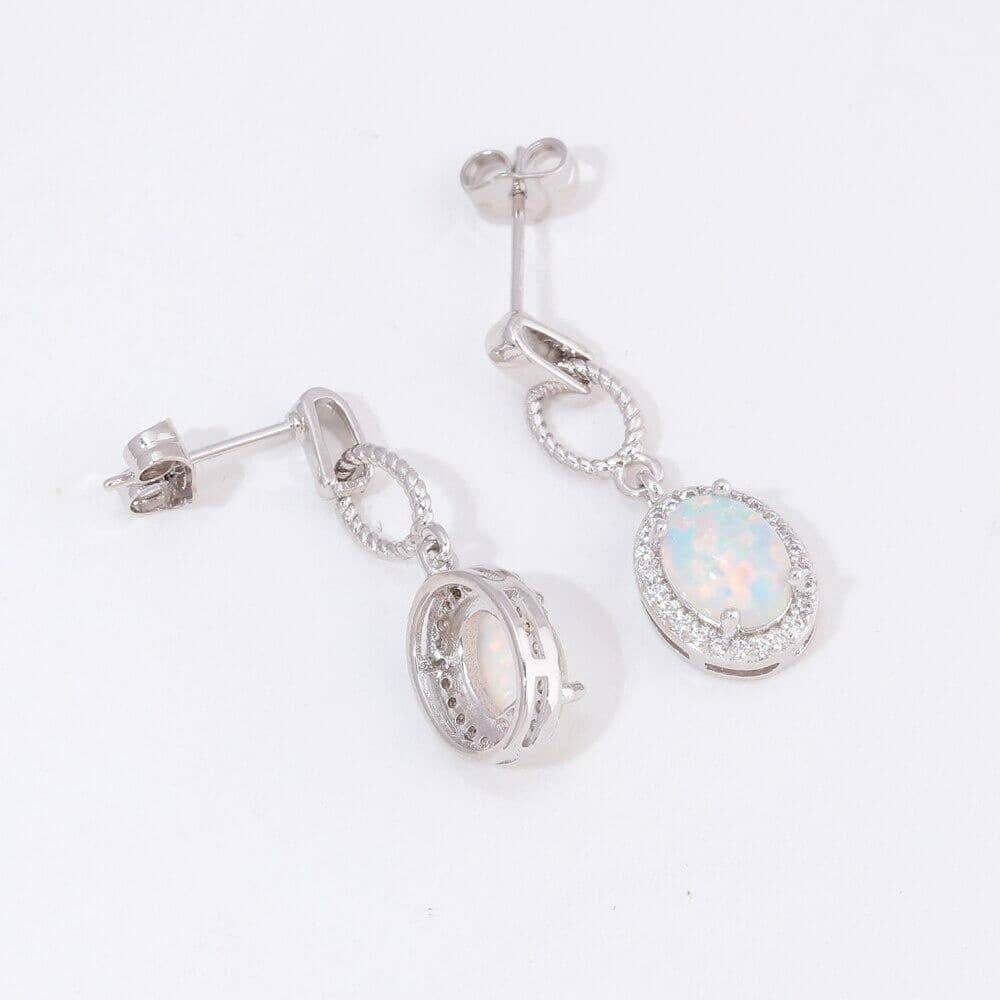 Boho White Fire Opal Long EarringsEarrings