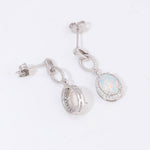 Boho White Fire Opal Long EarringsEarrings
