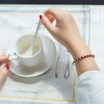 Small Garnet Bead Bracelet - 925 Sterling SilverBracelet