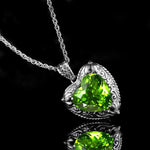 Lovely Heart Shaped Olivine Peridot Crystal Pendant Necklace - 925 Sterling SilverNecklace