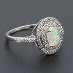 White Fire Opal Cubic Zirconia Oval RingRing