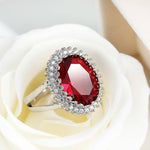Trendy Oval Gemstones Ring - 925 Sterling SilverRing7Red