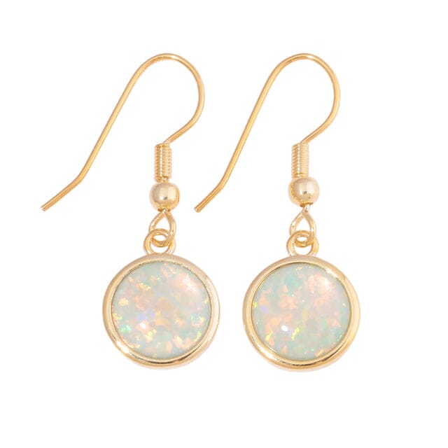 White & Green Fire Opal Yellow Gold & Silver Engagement EarringsEarrings