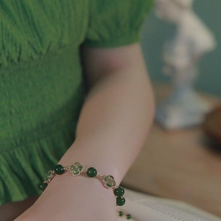Trend Four Leaf Clover Chrysoprase Peridot BraceletBracelet
