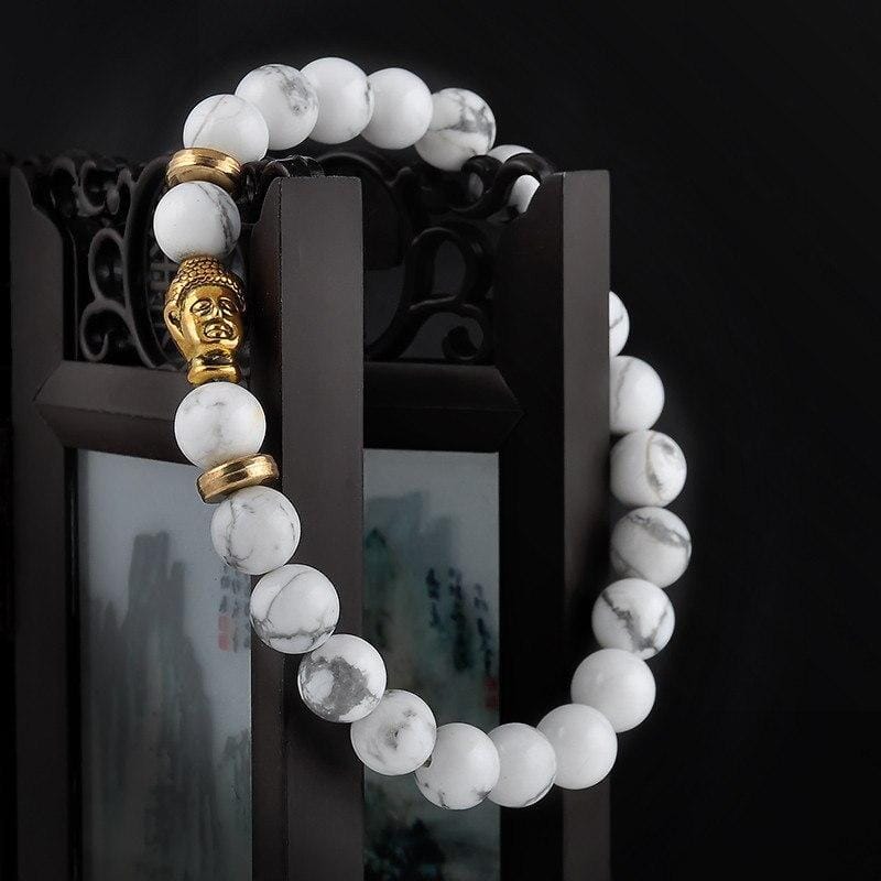 White Turquoise Buddhist Meditation Beads BraceletBracelet