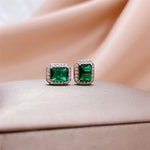 Lovely Emerald Stud Zircon Earring - 925 Sterling SilverEarrings