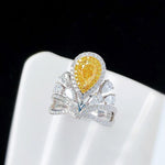 Elegant Citrine Zircon Crown Ring - 925 Sterling SilverRing