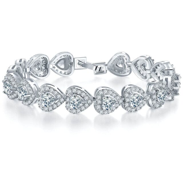 14K White Gold Filled Heart Diamond BraceletBracelet