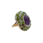 Rough Raw Amethyst Peridot Adjustable RingRing