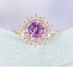 Natural Amethyst Zircon Flower Ring - 925 Sterling SilverRing