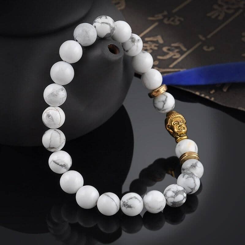 White Turquoise Buddhist Meditation Beads BraceletBracelet