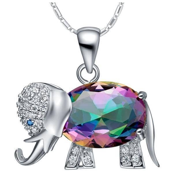 Rainbow Mystic Topaz Elephant NecklaceNecklace