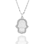 Gold Crystal Hamsa NecklaceNecklaceSilver