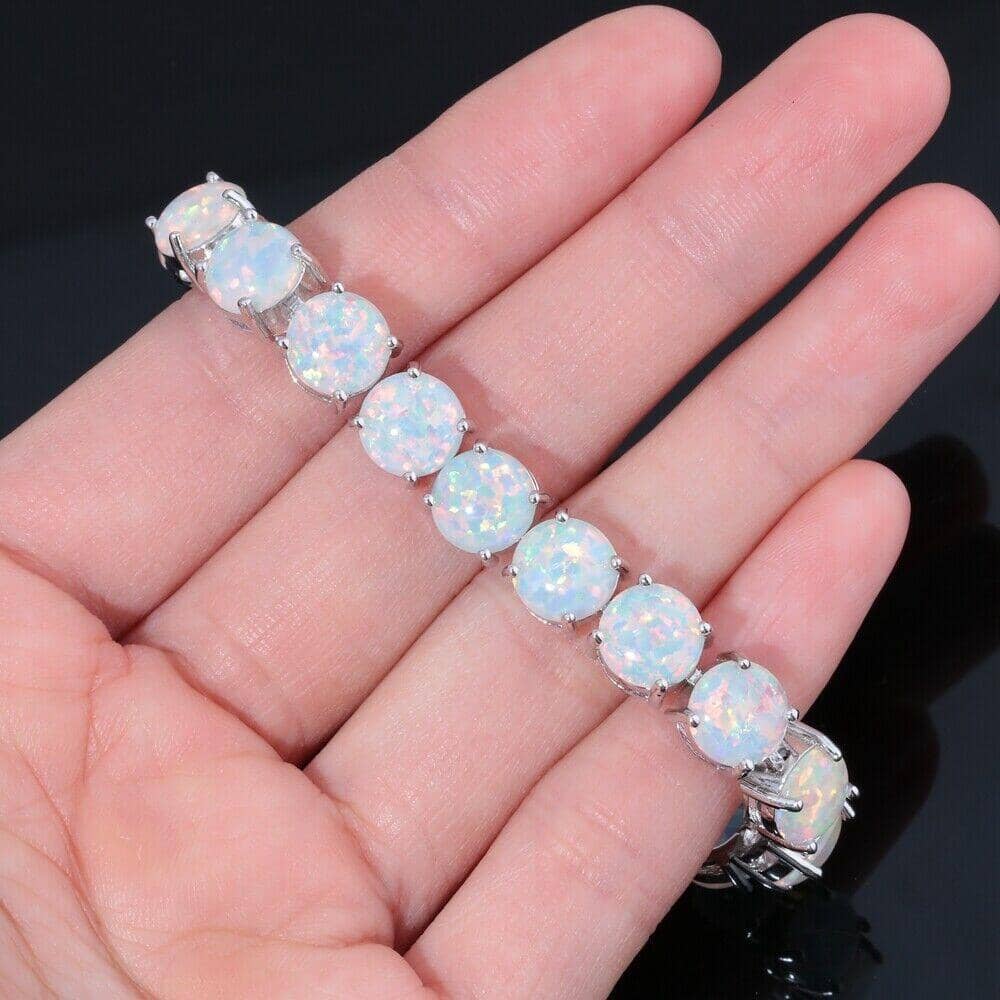 Splendid White Fire Opal Chain & Link BraceletBracelet