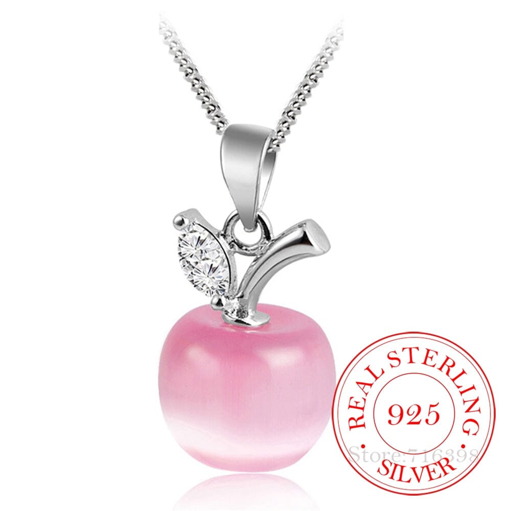 Pink/White Moonstone Apple Necklace - 925 Sterling SilverNecklace