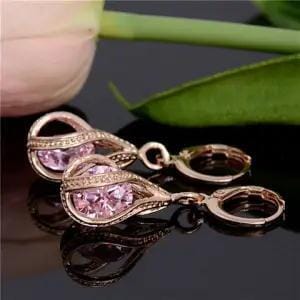 Diamond Pierced Dangle EarringsEarringsPink