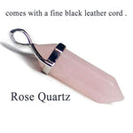 19 Design Natural Crystal Pendant Black Leather NecklacesNecklaceRose Quartz