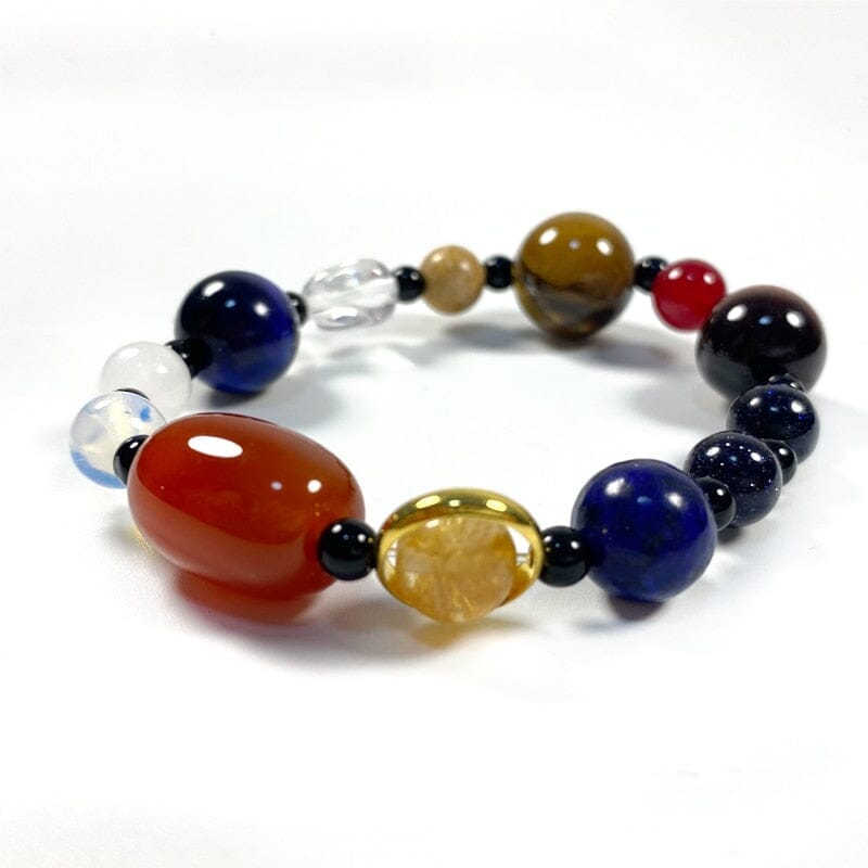 Natural Crystal Gemstone ~ Eight Planetary Solar System Bracelet