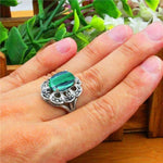 Silver Plated Oval Malachite RingRing