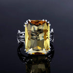 Boho Vintage Citrine Crown Ring 925 Sterling SilverRing