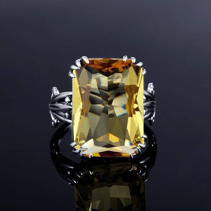 Boho Vintage Citrine Crown Ring 925 Sterling SilverRing