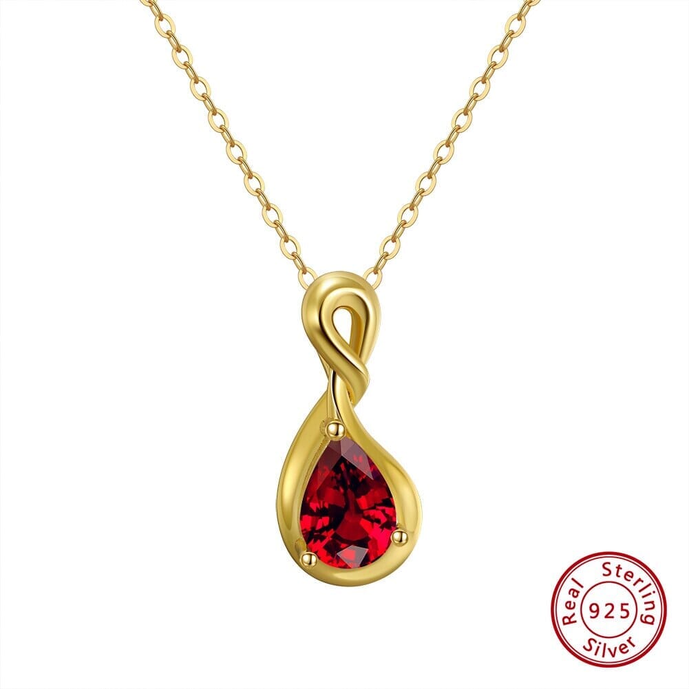 7mm Amethyst Citrine Garnet Necklace - 925 Sterling SilverNecklaceGarnet