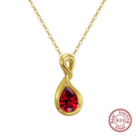 7mm Amethyst Citrine Garnet Necklace - 925 Sterling SilverNecklaceGarnet
