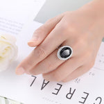 Trendy Oval Gemstones Ring - 925 Sterling SilverRing