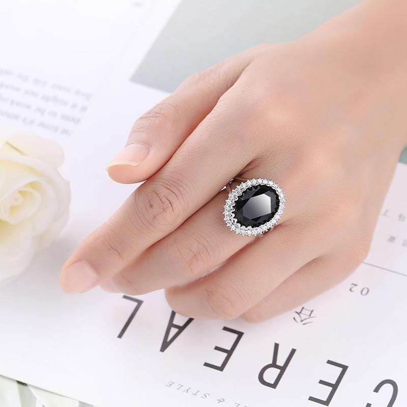 Trendy Oval Gemstones Ring - 925 Sterling SilverRing