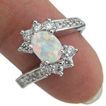 Blue and White Fire Opal RingRing