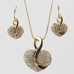 18K Gold Filled Shine Austrian Crystal Heart Necklace & Earrings SetJewelry Set
