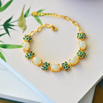 Ancient Gold Hetian Jade Lotus Bracelet - S925BraceletB