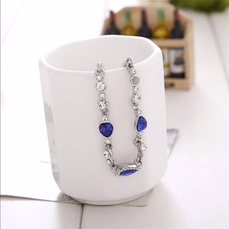 Sapphire Crystal Heart Charm BraceletBracelet