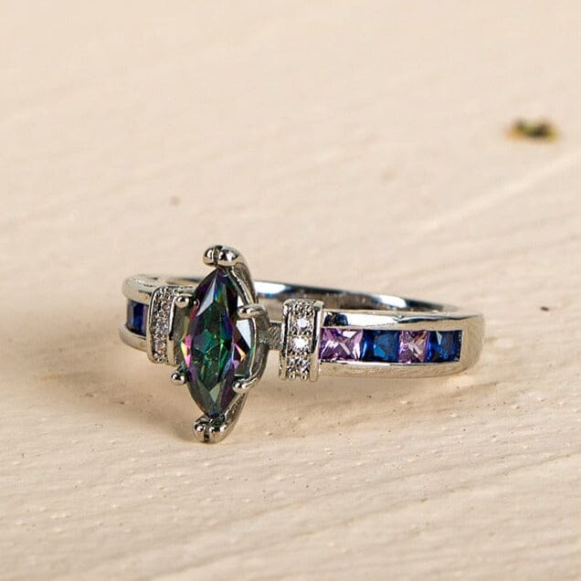 Party Jewelry Fire Mystic Topaz Ring - 925 Sterling SilverRing