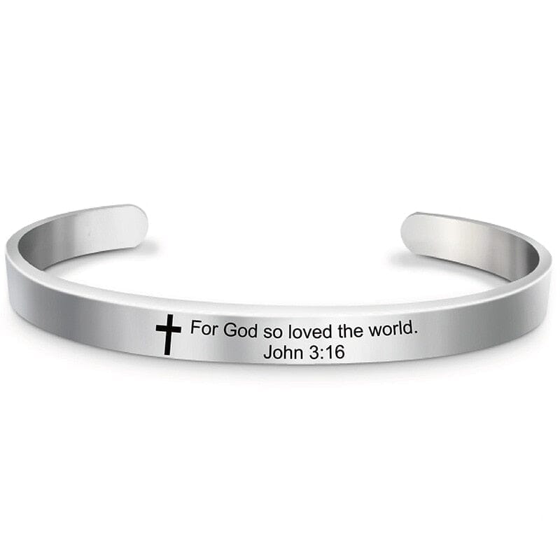 Bible Verse Stainless Steel WWJD Cuff Bracelet BangleBracelet7