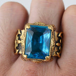 Aquamarine Gold Vintage Men RingRing