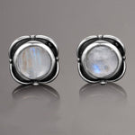 Natural Moonstone Stud Earrings - 925 Sterling SilverEarrings