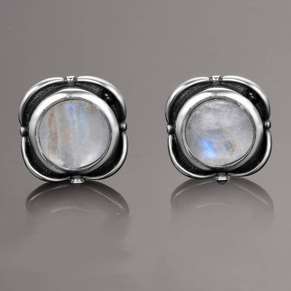 Natural Moonstone Stud Earrings - 925 Sterling SilverEarrings