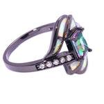 Rainbow Mystic Topaz and White Fire Opal Geometric RingRing