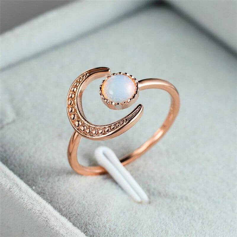 Eclipse Moonstone Adjustable RingRingResizableROSE GOLD