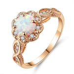 White Fire Opal Rose Gold RingRing7